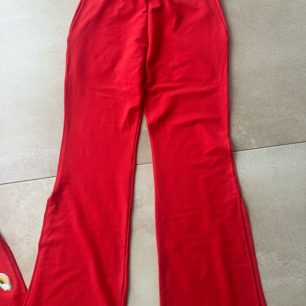 Elegant Red Wide Leg Women's Pants